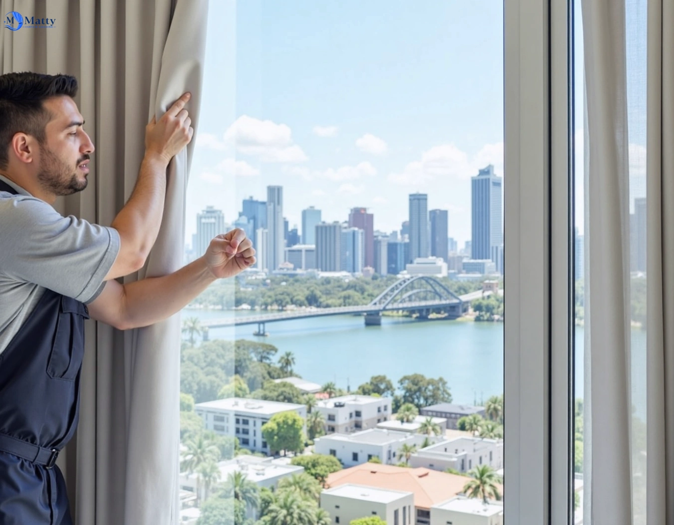 Professional curtain steam cleaning service the-slopes-nsw QLD by Matty Curtain Cleaning